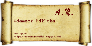 Adamecz Mátka névjegykártya